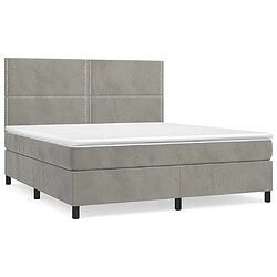 vidaXL Sommier à lattes de lit et matelas Gris clair 180x200cm Velours