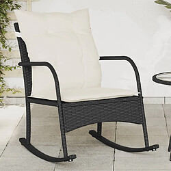 vidaXL Chaise à bascule de jardin avec coussins noir résine tressée