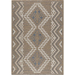 Jardindeco Tapis intérieur extérieur aspect jute bleu Tijuana 9054 230 x 160 cm. Tapis intérieur extérieur aspect jute bleu Tijuana 9054 230 x 160 cm