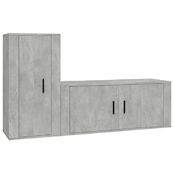 Maison Chic Ensemble de meubles TV 2 pcs pour salon - gris béton bois d'ingénierie -MN41051