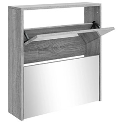 vidaXL Armoire à chaussures miroir 2 niveaux Sonoma gris 63x17x67 cm