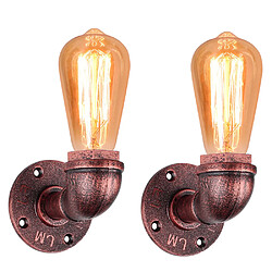 Stoex 2x Créatif Vintage Applique murale Conduite D'eau Lampe murale Industriel Rétro Lampe de Mur Fer Métal E27 60 W pour Restaurant, Café, Bar, Cuisine, Rouille rouge 