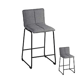 Dansmamaison Duo de tabourets de bar Gris Tissu/Métal - GANR Duo de tabourets de bar Gris Tissu/Métal - GANR - L 41 x l 45 x H 93 cm