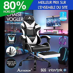 ALFORDSON Chaise de Jeu Siège de Bureau Repose-pieds Racing Siège en Cuir PU