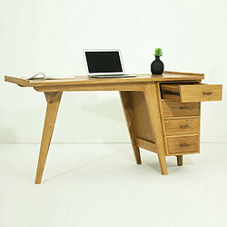 Paris Prix Bureau Design en Teck Pokara 140cm Naturel pas cher