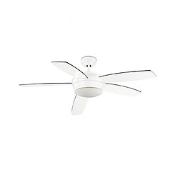 Leds C4 Plafonnier-ventilateur Samal, en acier, verre et contreplaqué, blanc