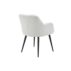 Acheter Lot de 6 chaises avec accoudoirs - Tissu bouclette et métal noir - Blanc - PEGA de PASCAL MORABITO