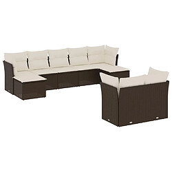 vidaXL Salon de jardin avec coussins 9 pcs marron résine tressée