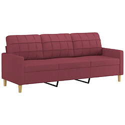 vidaXL Canapé à 3 places Rouge bordeaux 180 cm Tissu