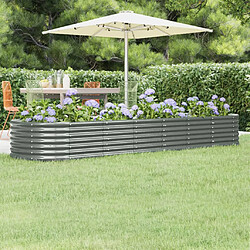 vidaXL Lit surélevé de jardin Acier enduit de poudre 296x80x36 cm gris