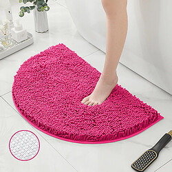 LUUCOZK Tapis de bain antidérapants absorbants à séchage rapide pour salle de bain - Fond en TPR rose rouge-Demi-cercle 40X60CM