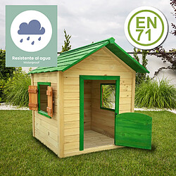 Maisonnette en Bois pour Enfants Robincool Kela 138x116x132 cm 1,6 m² Porte Battante, Fenêtres et Étage pas cher