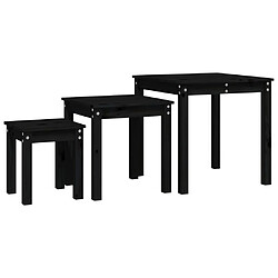 vidaXL Tables gigognes 3 pcs Noir Bois de pin massif