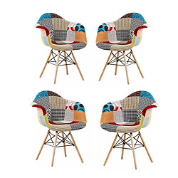 Life Interiors Set of 4 Moda Eiffel Patchwork Armchair Multicolor 