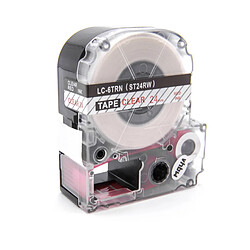 vhbw cassette à bande cartouche 24mm rouge sur transparent pour imprimante d´étiquette Epson LabelWorks LW-1000P, LW-600P remplace LC-6TRN, ST24RW. 