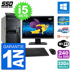 PC Tour Lenovo M93p Ecran 19" Intel i5-4570 RAM 32Go SSD 240Go Windows 10 Wifi - Occasion