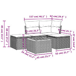 Avis vidaXL Salon de jardin avec coussins 5 pcs beige résine tressée