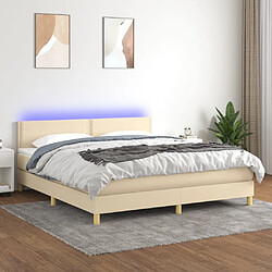 vidaXL Sommier à lattes de lit avec matelas LED Crème 160x200 cm Tissu 