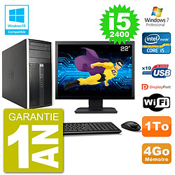 PC HP 6300 MT Ecran 22" Core i5-2400 RAM 4Go Disque 1To Graveur DVD Wifi W7 · Occasion 