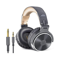 Chrono Casque de jeu avec micro - PS4 PS5 Over Ear Headphone Studio Wired Bass Headsets, Casque léger pliable avec Shareport et Mic (Gris)