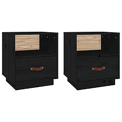 Maison Chic Lot de 2 Tables de chevet - Tables de Nuit Noir 40x34x45 cm Bois de pin massif