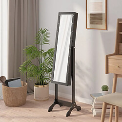 Avis vidaXL Miroir sur pied blanc avec LED noir 34x37x146 cm