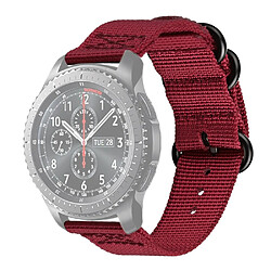 Wewoo Bracelet pour montre connectée Samsung Galaxy Watch Active Sangle Trois Anneaux En Nylon 22mm / S3 Vin Rouge 