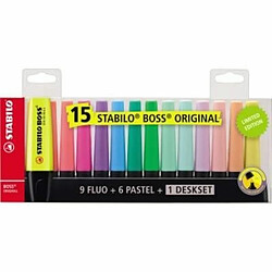 15 surligneurs STABILO Boss fluo + pastel édition collector avec présentoir