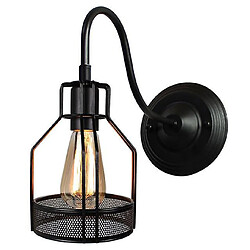 Universal Vin LED Lampe murale Loft Industrial Lampe murale pour fusée de ralentissement Noir E27 Fer Simple Abat-jour Cage Garde Lampe murale pour éclairage intérieur Pince (H)