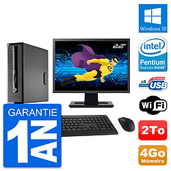 PC HP ProDesk 400 G1 SFF Ecran 22" G3220 RAM 4Go Disque 2To Windows 10 Wifi - Occasion