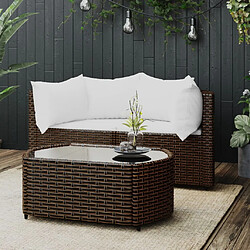 vidaXL Salon de jardin 3 pcs avec coussins marron résine tressée 