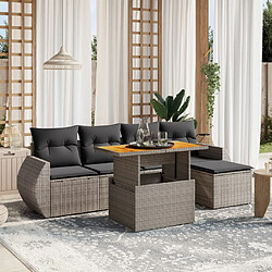 vidaXL Salon de jardin 6 pcs avec coussins gris résine tressée 