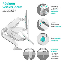 Acheter ONKRON Support Double Ecran PC pour 13 - 32 Pouces Moniteur & TV, Bras Ecran PC 2 Ecran Poids de 8 kg Chacun - Pied Ecran PC Double VESA 75x75 & VESA 100x100 mm/Double Support Ecran Gaz G160-W Blanc