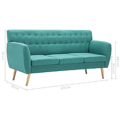 vidaXL Canapé à 3 places revêtement en tissu 172x70x82 cm vert pas cher