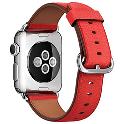 Avis Wewoo Bracelet en cuir avec bouton de montre classique pour Apple Watch séries 3 et 2 & 1 42 mm rouge