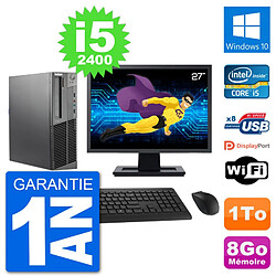 PC Lenovo M92p SFF Ecran 27" Intel i5-2400 RAM 8Go Disque 1To Windows 10 Wifi - Occasion