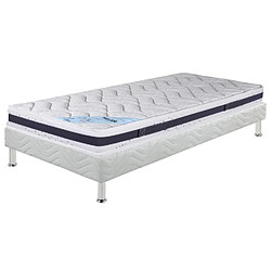 Ebac Matelas + sommier tapissier 80x190 Mousse - Melior - Soutien ferme - Blanc Ensemble tapissier Melior Omega strech blanc 80x190. ATTENTION : Veuillez vérifier que cette dimension passe dans les escaliers, couloirs et portes. Sommier tapissier : Bois résineux massif - 1er choix - sans n?ud - traverse central de renfort, tissu 100%