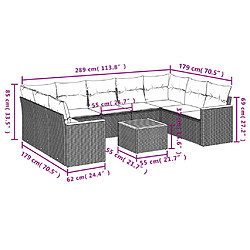 Acheter vidaXL Salon de jardin avec coussins 10 pcs gris résine tressée