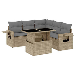 vidaXL Salon de jardin avec coussins 6 pcs beige résine tressée