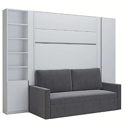 Inside 75 Composition lit escamotable 160 blanc mat DJUKE SOFA canapé gris 2 colonnes