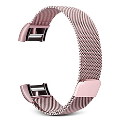 Wewoo Bracelet pour montre connectée Smartwatch avec en acier inoxydable FITBIT Charge 2taille S rose