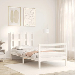 Avis Maison Chic Cadre/structure de lit avec tête de lit pour adulte - Lit Moderne Chambre blanc petit simple bois massif -MN13355