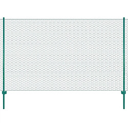 vidaXL Clôture en grillage métallique avec poteaux Acier 25x1,5 m Vert