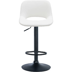 Decoshop26 Tabourets de bar chaises haute x2 avec repose-pieds en PVC blanc piètement métallique noir 10_0004064