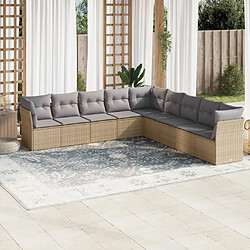 vidaXL Salon de jardin avec coussins 9 pcs beige résine tressée 