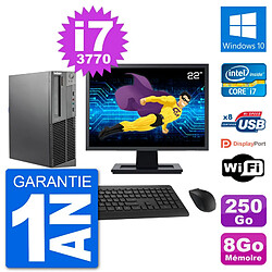 PC Lenovo M92p SFF Ecran 22" Intel i7-3770 RAM 8Go Disque 250Go Windows 10 Wifi · Occasion 