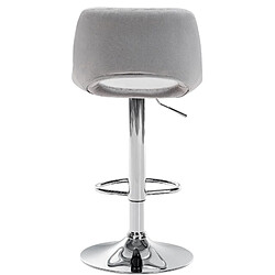 Avis Decoshop26 Tabourets de bar chaises haute x2 avec repose-pieds en velours gris clair piètement métallique chromé 10_0004075