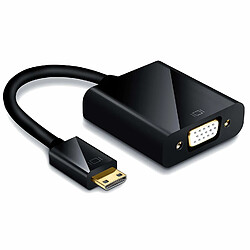 INECK® Câble Adaptateur 1080P Mini HDMI mâle vers VGA femelle pour ordinateur, tablette, MP4 et moniteur (Noir)