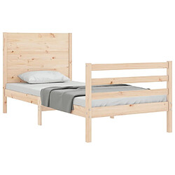 Acheter Maison Chic Cadre/structure de lit et tête de lit pour adulte - Lit Moderne Chambre 100x200 cm bois massif -MN32203