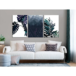 Decoshop26 Tableau toile de décoration murale impression premium en 3 parties sur châssis en bois motif Feuilles froides 120x60 cm 11_0015965